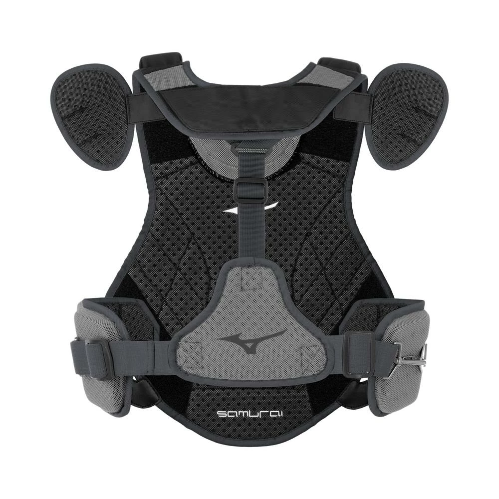 Mizuno Samurai Adult Catchers Chest Protector - 15" - Black / Grey 2 Mizuno Samurai Adult Catchers Chest Protector - 15" - Black / Grey - Image 2